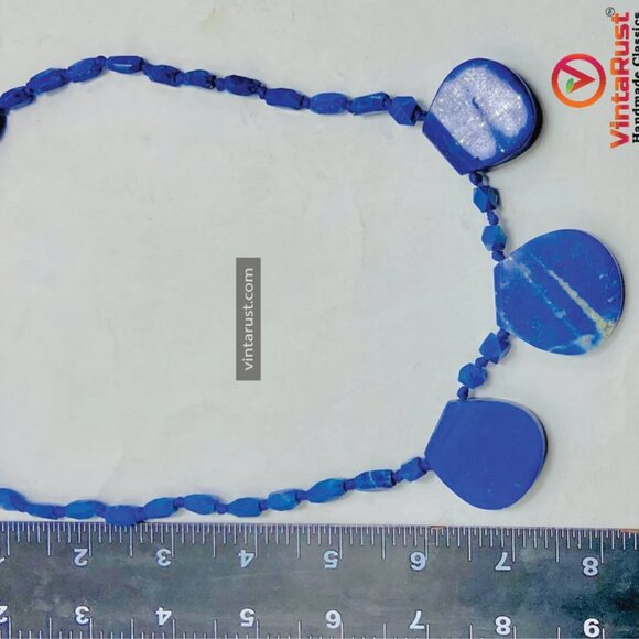 Blue Lapis Necklace, Handmade Gemstone Beaded Necklace, Natural Lapis Lazuli - Picture 5 of 13